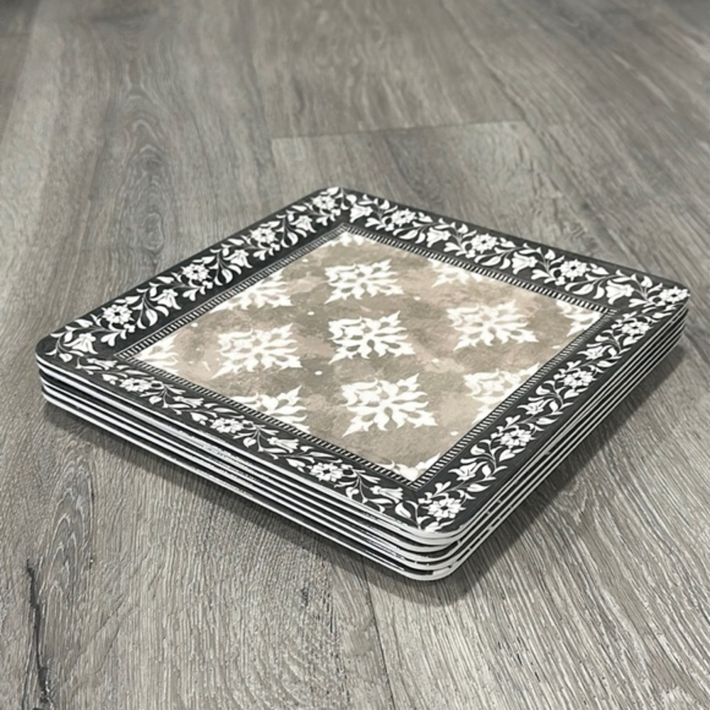 Melamine Grey & White Dinner Plate Dining Set of 6